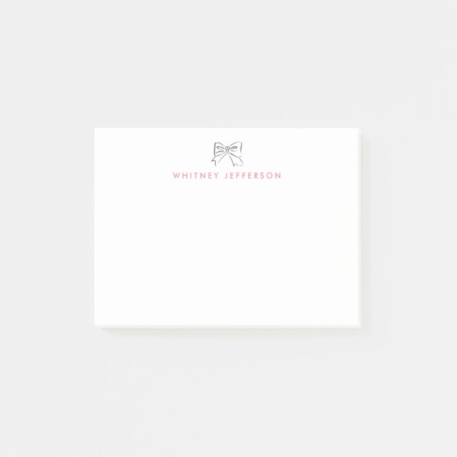 Cute Hand Drawn Coquette Bow Pink Personalized  Post-it Notes (Front)