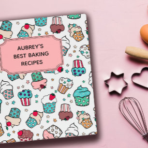 Cute Hand Drawn Cupcake Pattern Dessert Recipes Binder