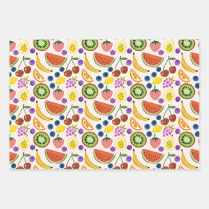 Cute Hand-drawn Doodle Fruits Seamless Pattern Wrapping Paper Sheet