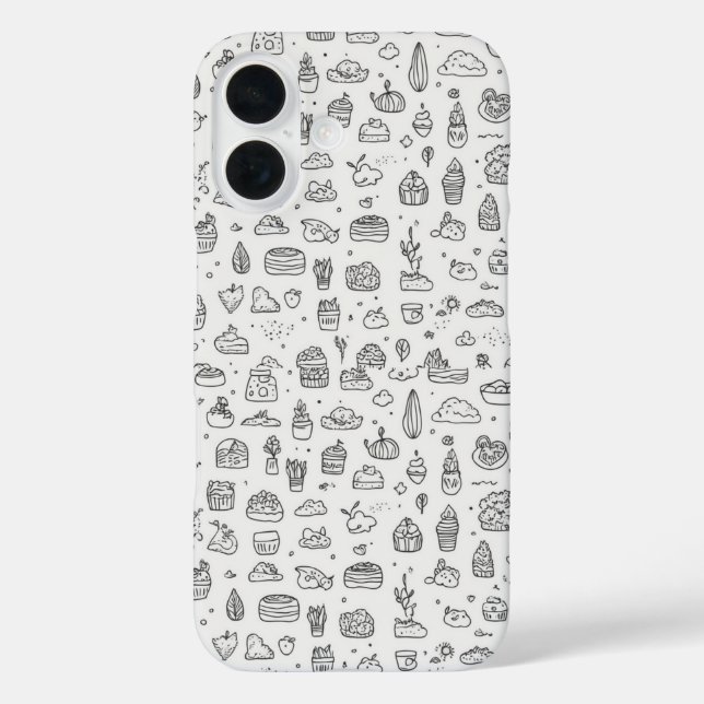 Cute hand-drawn doodles in black and white Case-Mate iPhone case (Back)