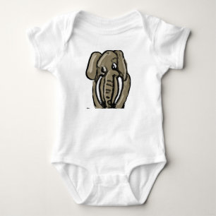 Cute Hand-Drawn Elephant Illustration Baby Bodysuit