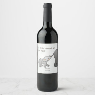 Cute Hand Drawn Elephant Little Peanut Baby Shower Wine Label