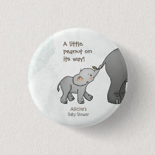 Cute Hand Drawn Elephant Little Peanut BabyShower 1 Inch Round Button