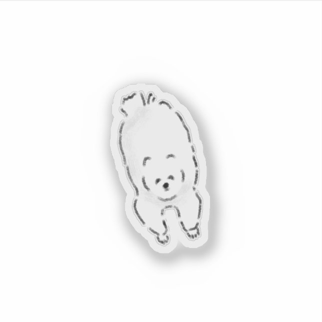 Cute Hand Drawn Fluffy White Dog Lying Down (Front)