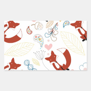 Cute Hand Drawn Fox Hearts in Yellow Blue Pink Sticker