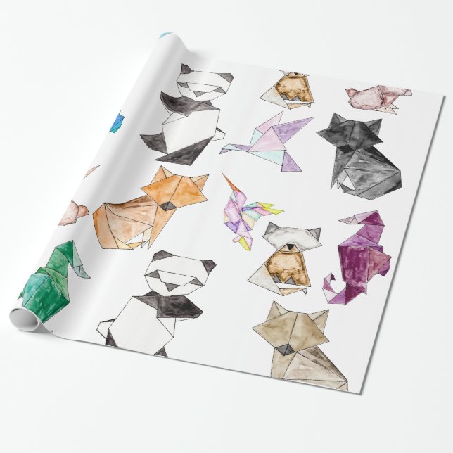 Cute Hand Drawn Geometric Paper Origami Animals (Unrolled)