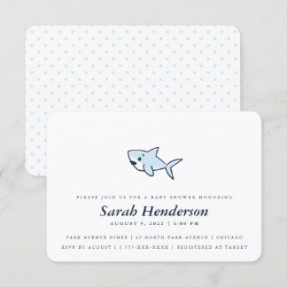 Cute Hand-Drawn Girl Shark Baby Shower Boy Invitation