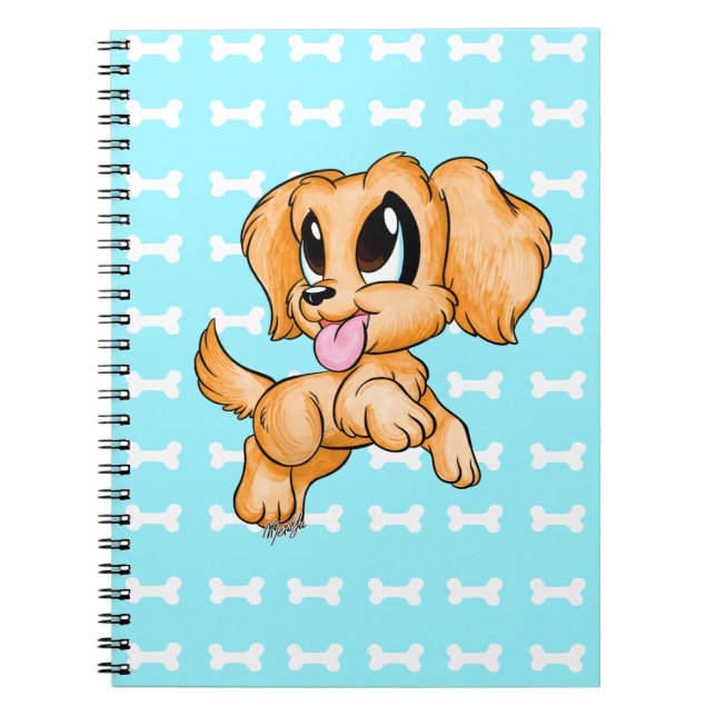 Cute Hand Drawn Golden Retriever Puppy Notebook (Front)