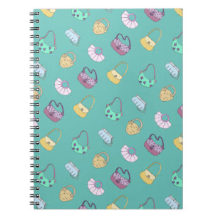 Cute Hand Drawn Handbags Doodles Pattern Teal Notebook