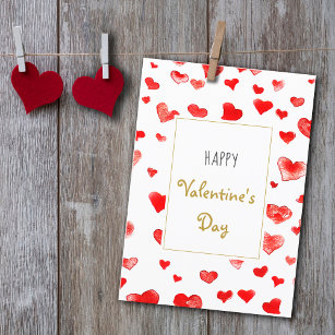 Cute Hand drawn Hearts Happy Valentine's Day Holiday Card