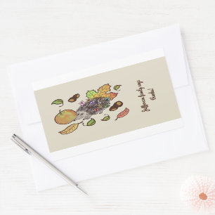 Cute hand drawn hedgehog in fall with leaves sticker