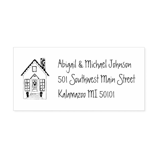Cute Hand-Drawn House Name & Address Stamp (Design)