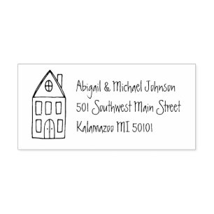 Cute Hand-Drawn House Name & Address Stamp