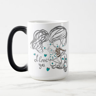 Cute Hand-Drawn "I Love You" Digital Art Magic Mug