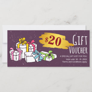 Cute hand drawn illustration gift voucher template