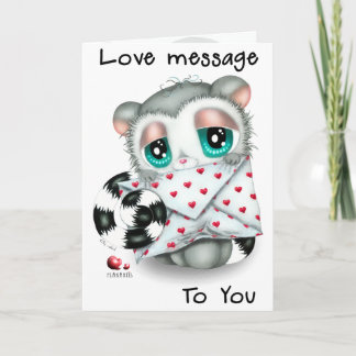 Cute Hand-Drawn Lemur with Love Letter Card