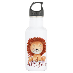 Cute hand drawn lion personalized kids  532 ml water bottle