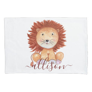 Cute hand drawn lion personalized kids  pillowcase