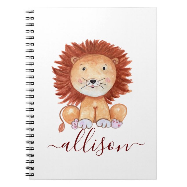 Cute hand drawn lion personalized  notebook (Front)