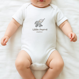Cute Hand Drawn Little Peanut Baby Elephant Name Bodysuit