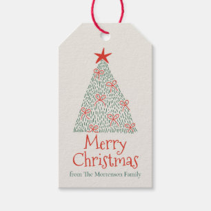 Cute Hand Drawn Merry Christmas Tree Party Gift Tags