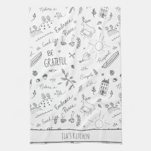 Cute Hand-Drawn Motivational Nature Themed Kitchen Towel