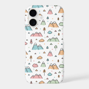 Cute Hand Drawn Mountain Scene Pattern