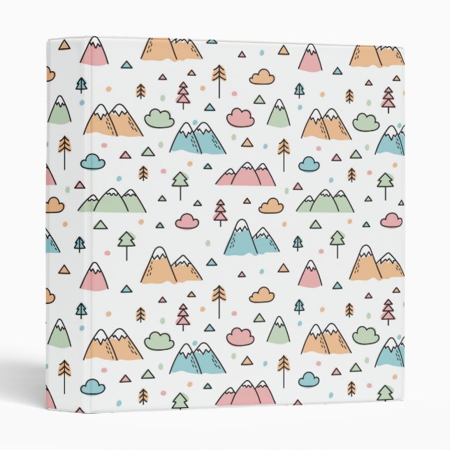 Cute Hand Drawn Mountain Scene Pattern Binder (Front/Spine)