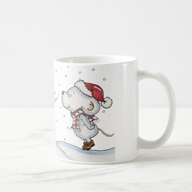 Cute hand drawn mouse design for Christmas Coffee Mug (Right)