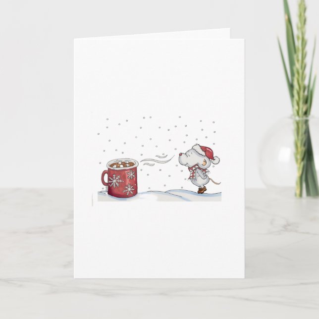 Cute hand drawn mouse design for Christmas Holiday Card (Front)