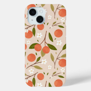 Cute Hand-drawn Orange Blossom Seamless Pattern iPhone 15 Case