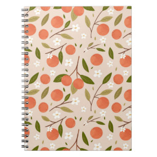 Cute Hand-drawn Orange Blossom Seamless Pattern Notebook
