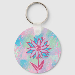 Cute Hand-drawn Pastel Flower Keychain