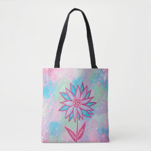 Cute Hand-drawn Pastel Flower Tote Bag