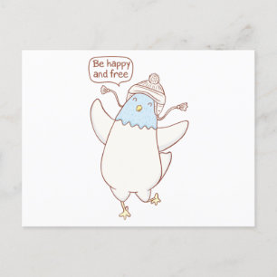 Cute hand drawn pigeon postcard