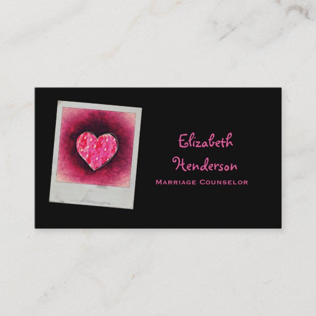 Cute Hand Drawn Pink Heart Business Card (Front)