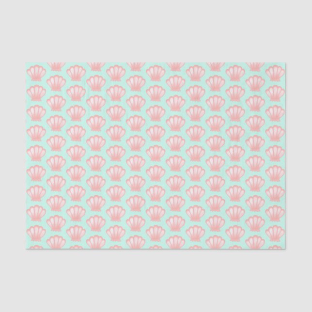 Cute Hand-Drawn Pink Seashell Pattern Illustration Tissue Paper (Front)
