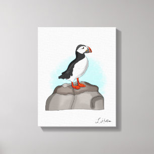 Cute Hand drawn Puffin Canvas Print