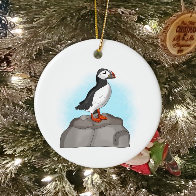 Cute Hand drawn Puffin Ceramic Ornament (Creator Uploaded)