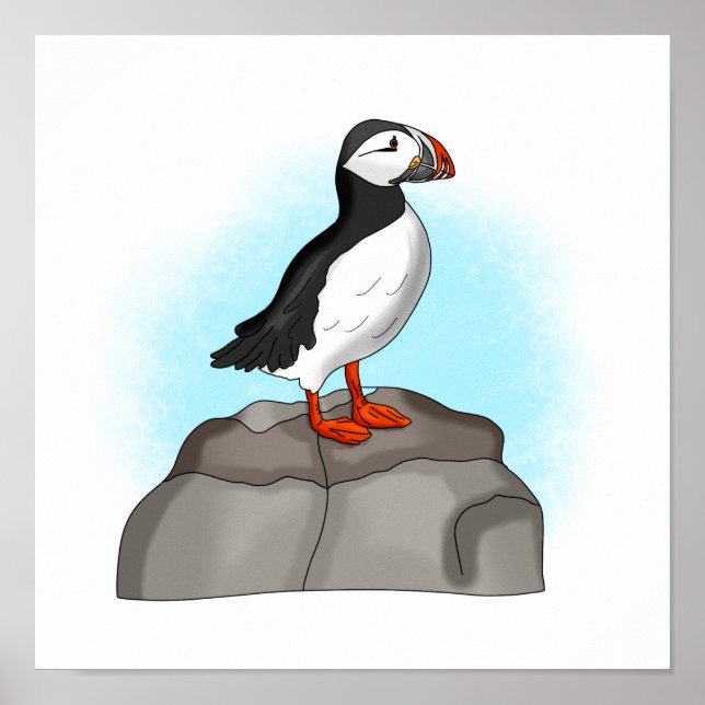 Cute Hand drawn Puffin Poster (Front)