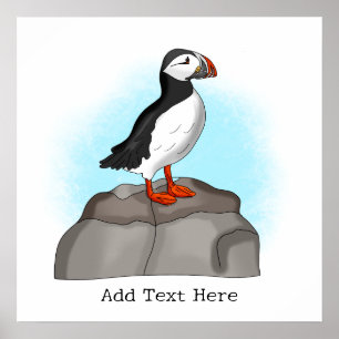Cute Hand drawn Puffin Poster