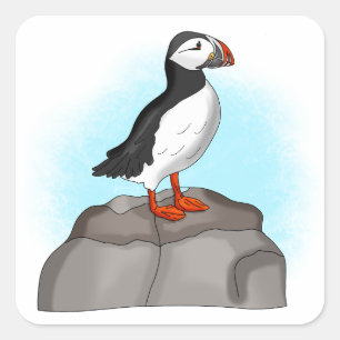 Cute Hand drawn Puffin Square Sticker