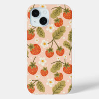 Cute Hand-drawn Red Strawberry Seamless Pattern