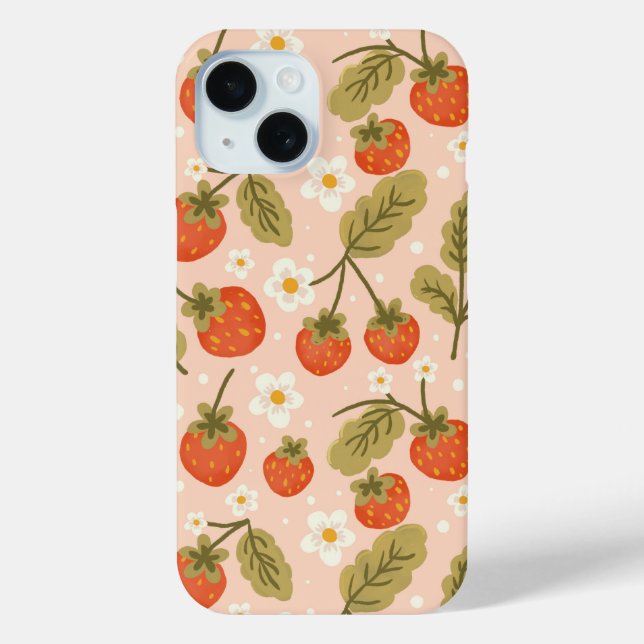 Cute Hand-drawn Red Strawberry Seamless Pattern Case-Mate iPhone Case (Back)
