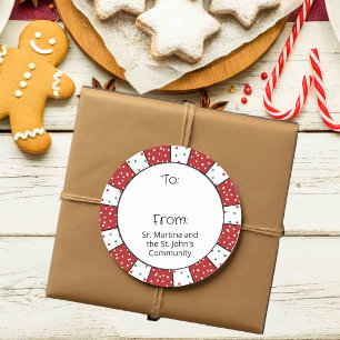 Cute Hand Drawn Red & White Stripe Border Gift Tag