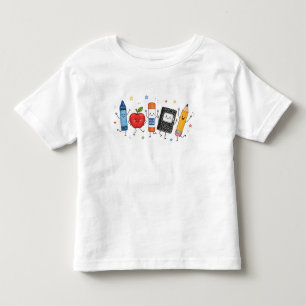 Cute Hand-Drawn School Supplies Squad Toddler T-shirt