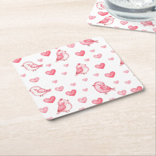 cute hand drawn seamless pattern with watercolor  square paper coaster