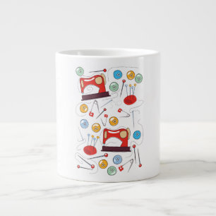 Cute hand drawn Sewing Pattern Large Coffee Mug
