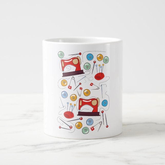 Cute hand drawn Sewing Pattern Large Coffee Mug (Front)