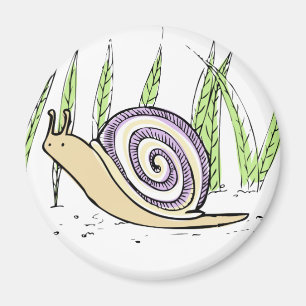 Cute Hand Drawn Snail Drawing Magnet